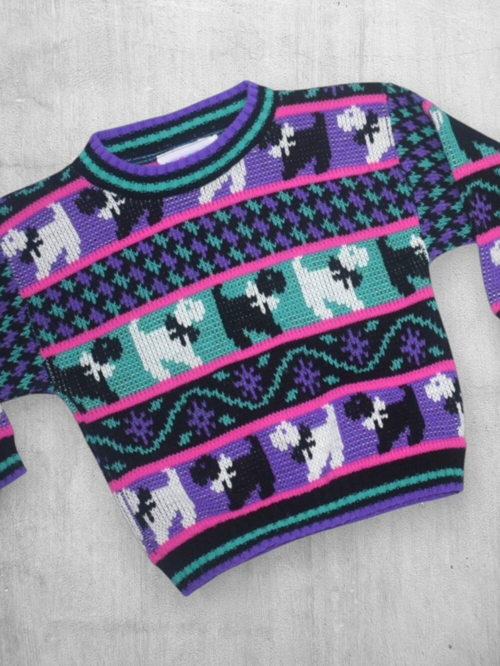 Cute Vintage 80s Heartworks Scottie Dogs Knit Sweater 4T